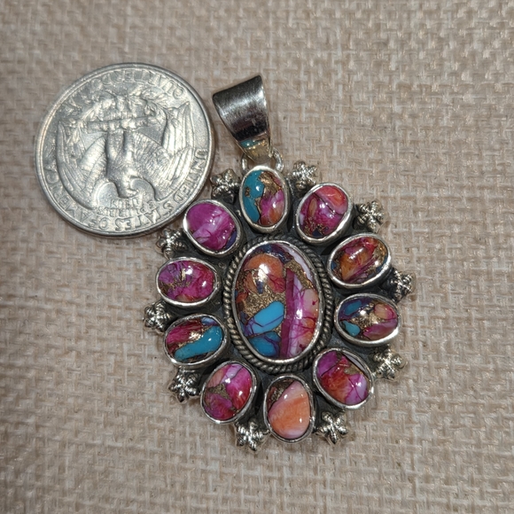 Multicolor Turquoise Stone Pendant - Picture 2 of 2